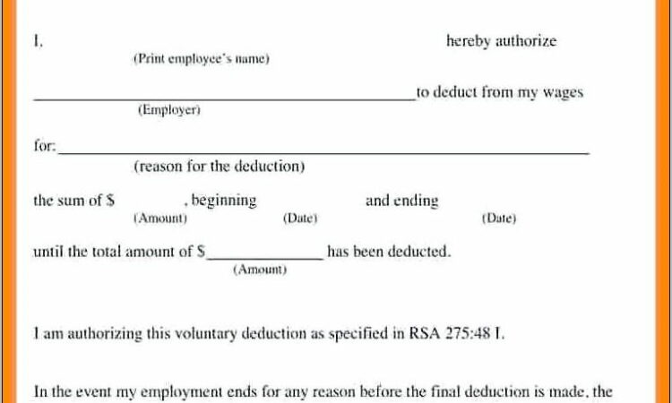 Sample Employee Payroll Deduction Authorization Form