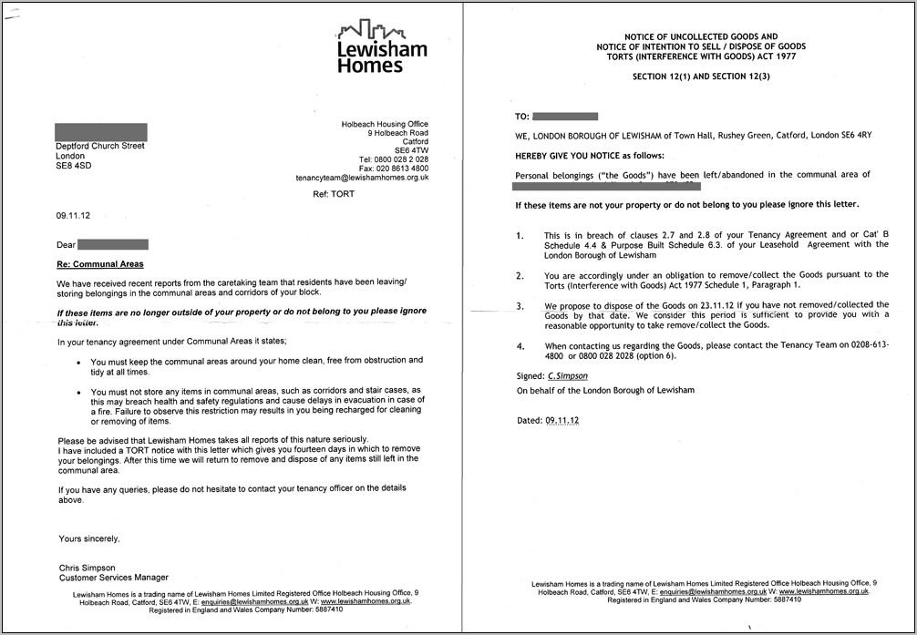 Sample Eviction Notice In Uk