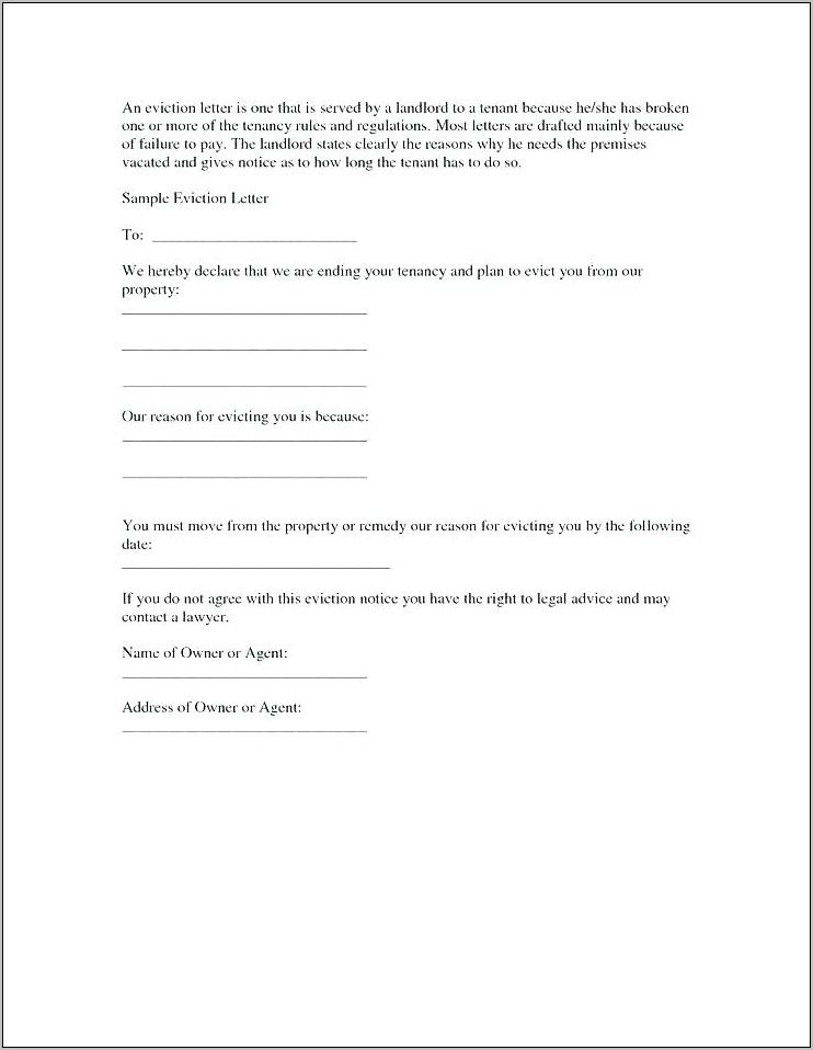 Sample Eviction Notice Word Template