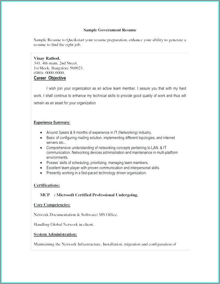 Sample Fillable Resume Template