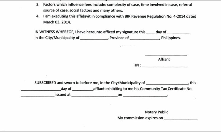 Sample Form For Affidavit Of Support