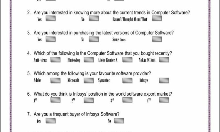 Sample Format For Survey Questionnaire