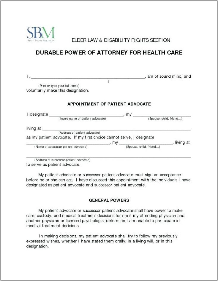 Sample General Power Of Attorney Template