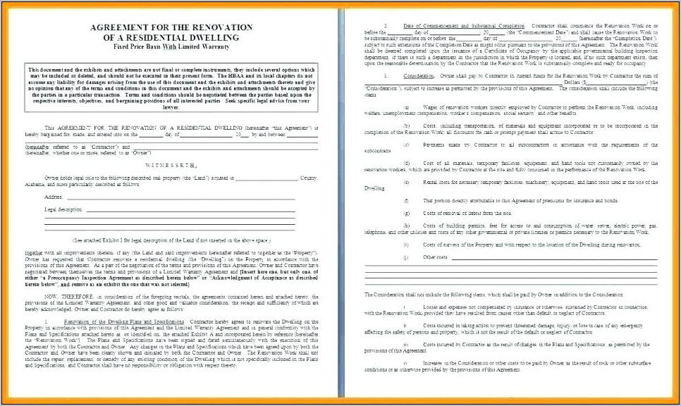 Sample Home Remodeling Contract Template