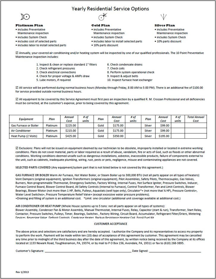 Sample Hvac Maintenance Contract Template