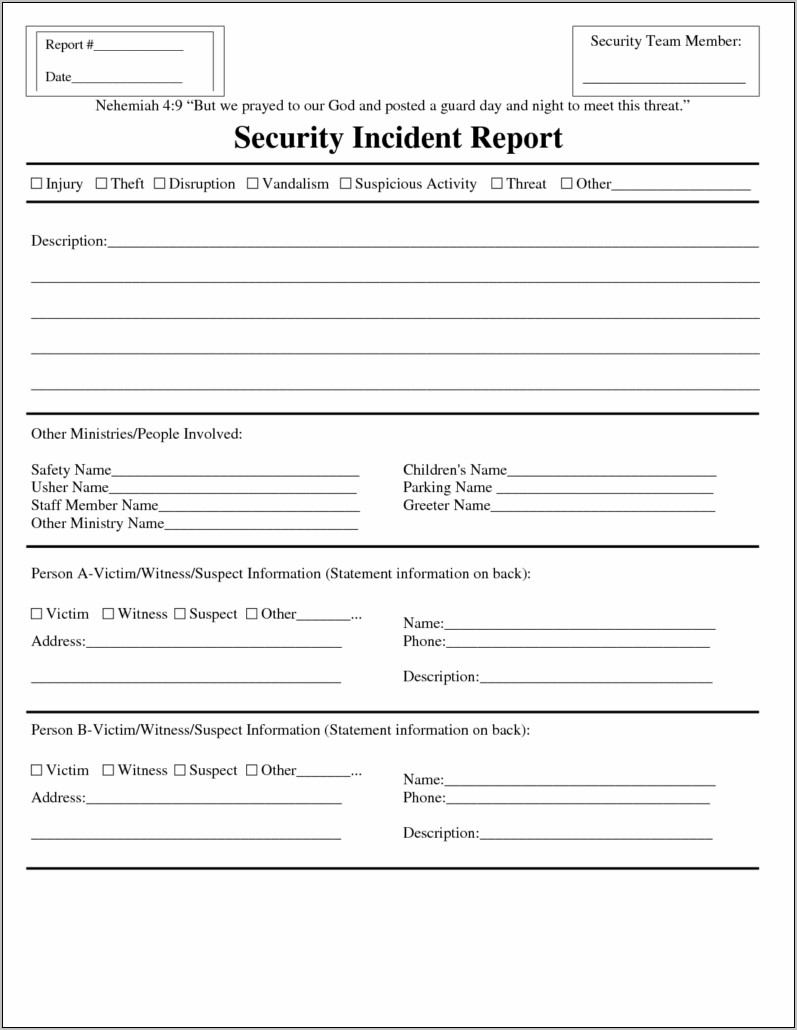 Sample Incident Report Form Templates