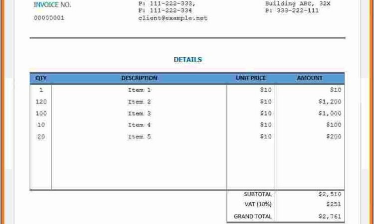 Sample Invoice Bill Format