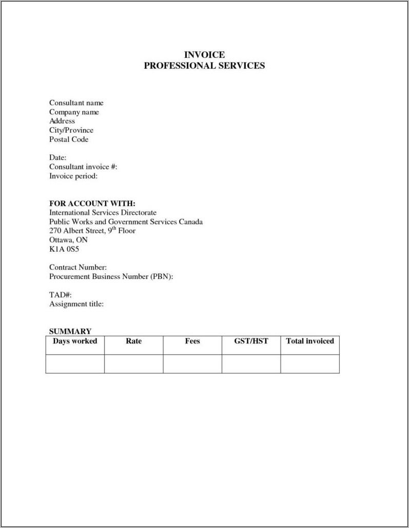 Sample Invoice For Professional Services Rendered