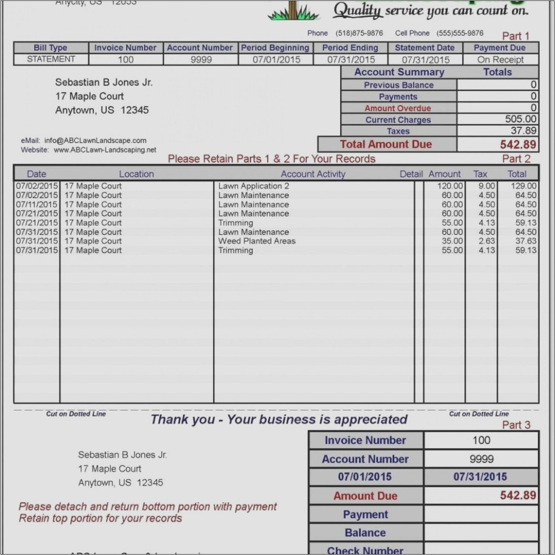 Sample Invoice Template For Word