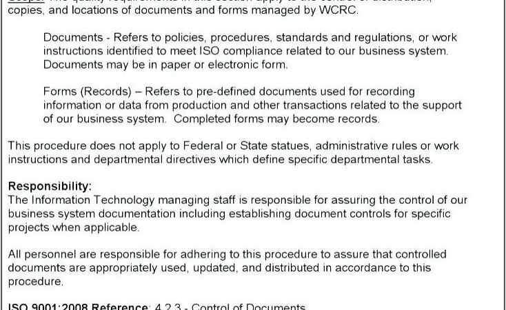 Sample Iso Procedure Template