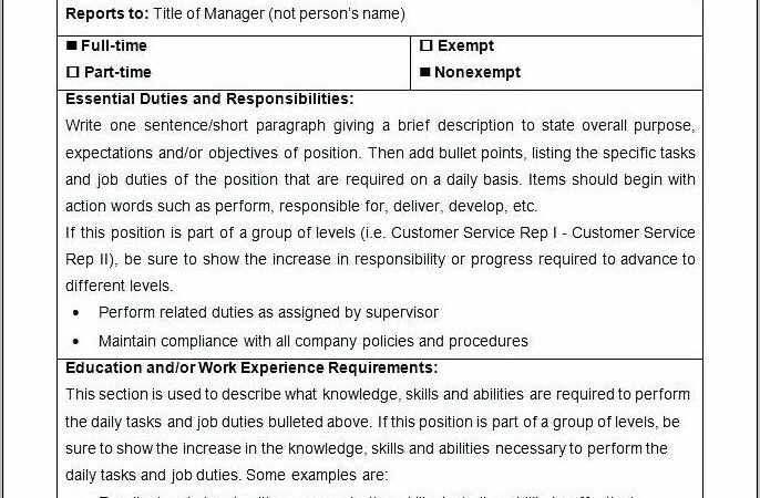 Sample Job Description Template Shrm