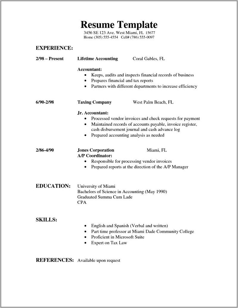Sample Job Resume Format