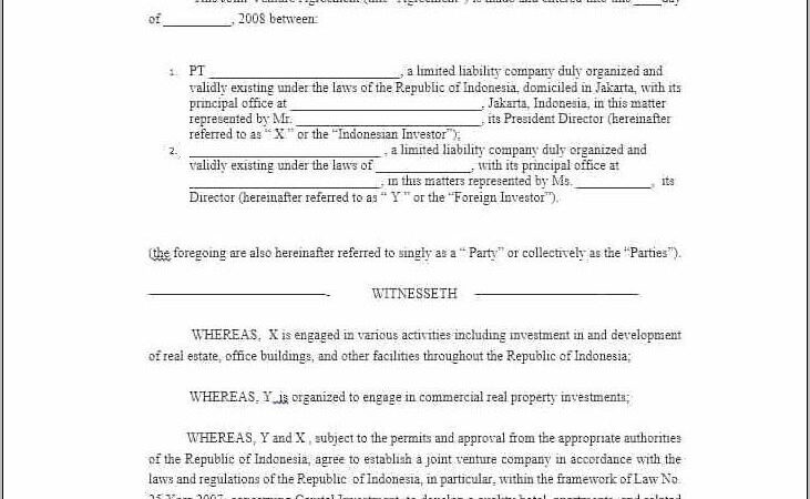 Sample Joint Venture Agreement For Property Development