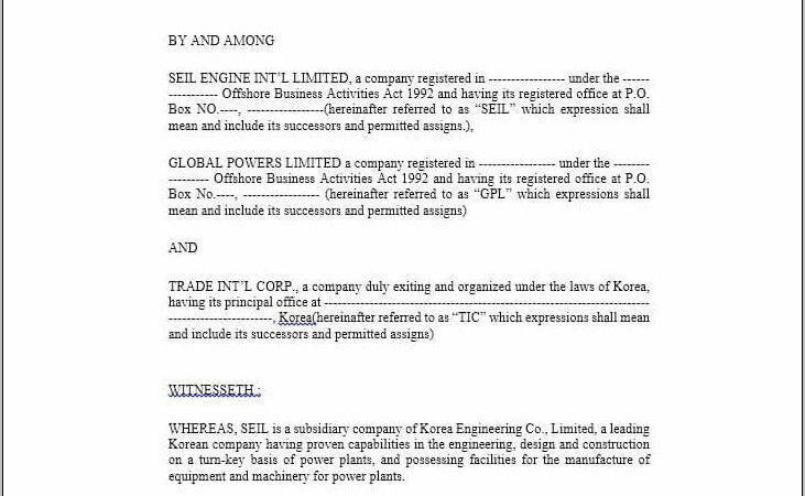 Sample Joint Venture Agreement Template