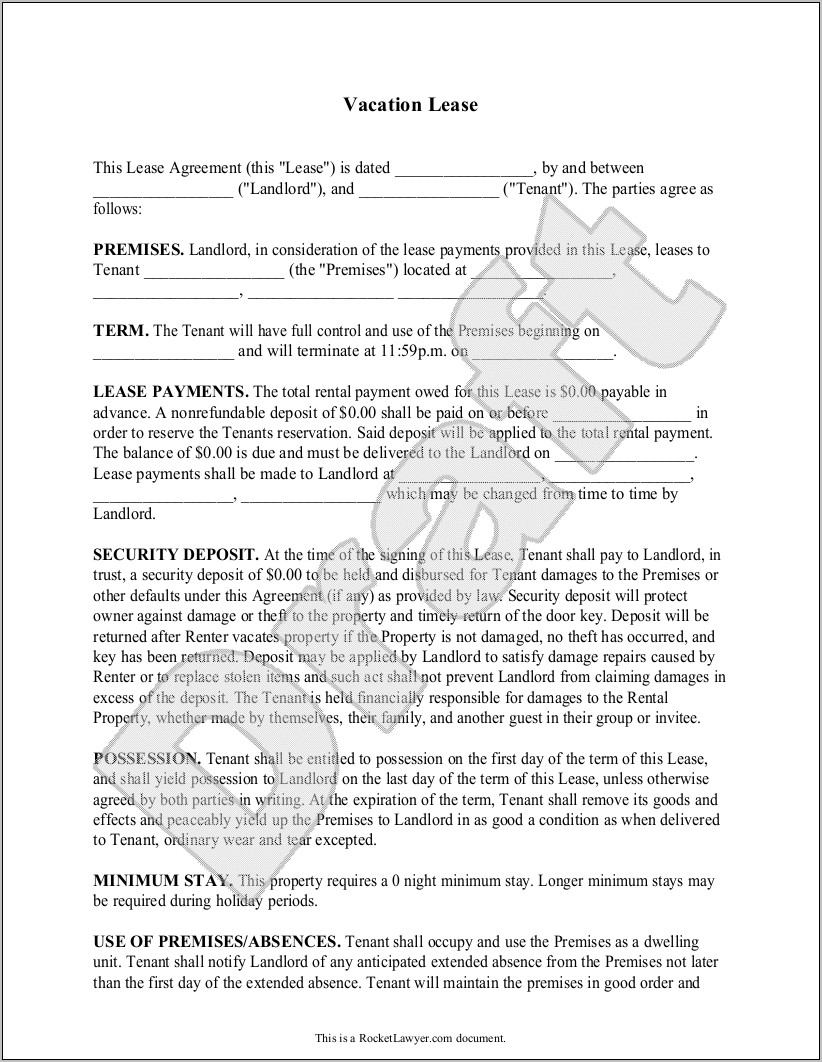 Sample Lease Agreement Contract
