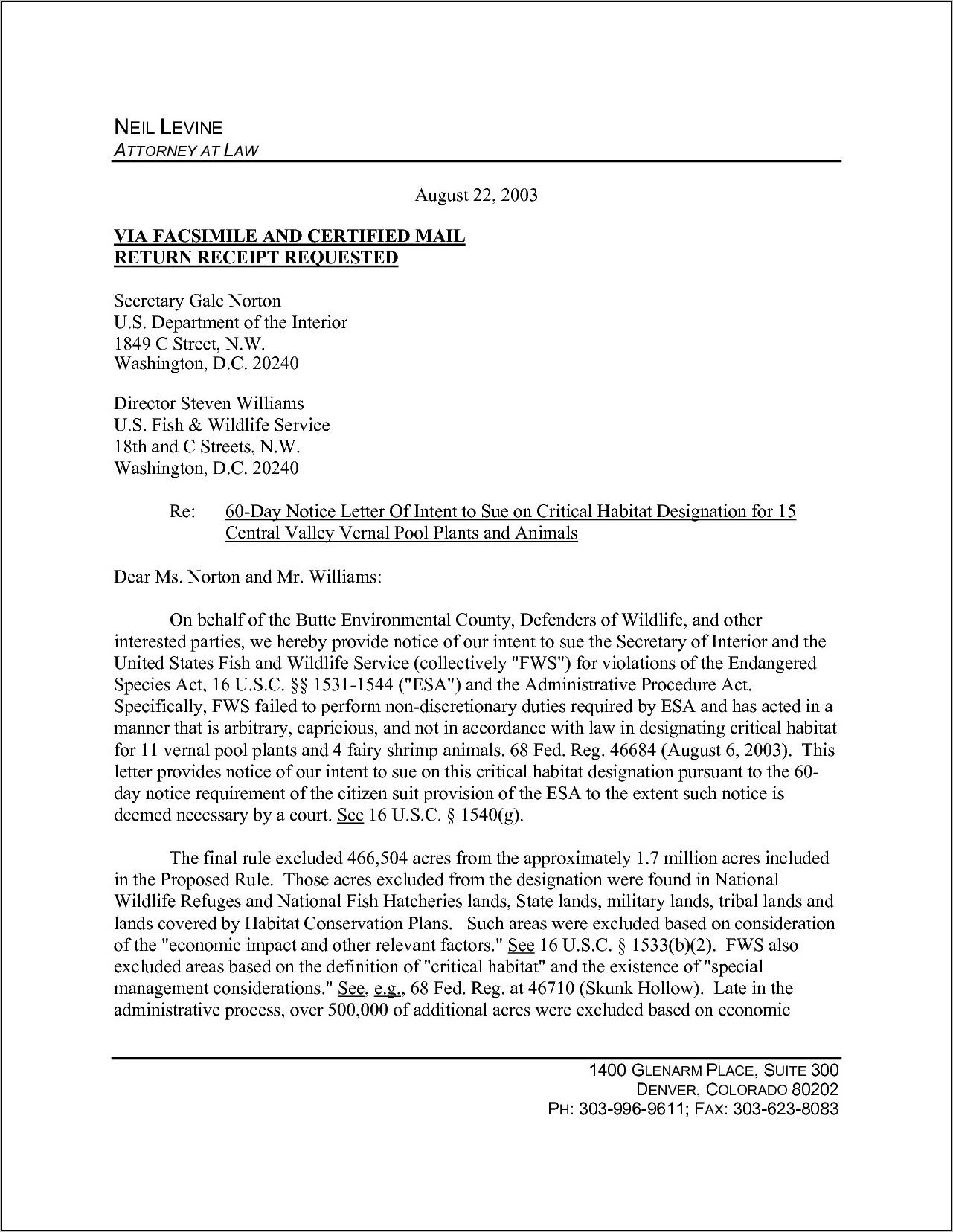 Sample Legal Letter Of Intent To Sue