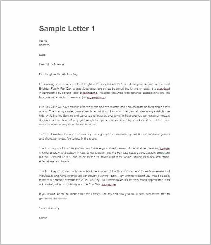 Sample Letter Asking For Donation Template