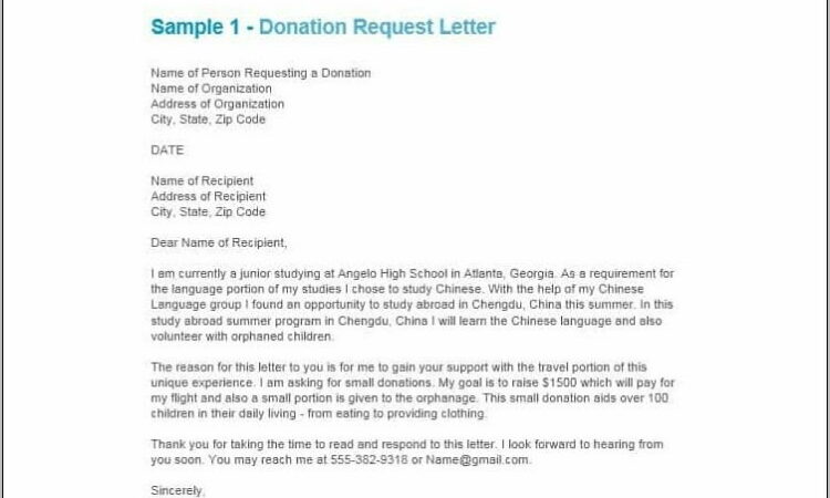 Sample Letter Request For Donation Of Food