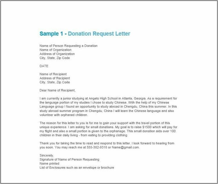 Sample Letter Request For Donation Of Food