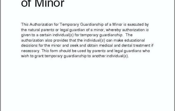 Sample Letter Temporary Guardianship Minor