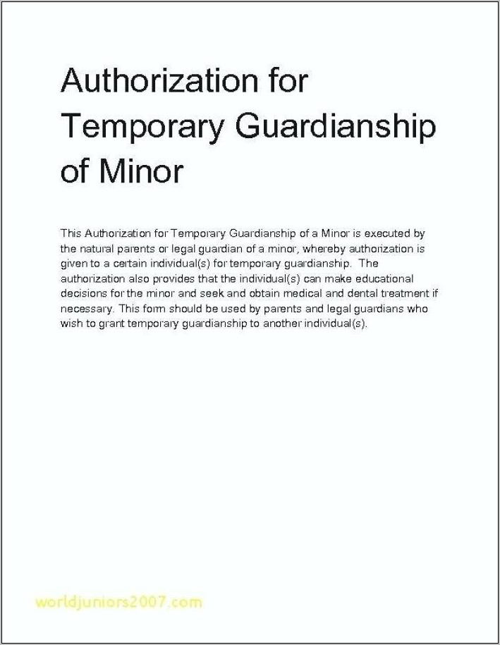 Sample Letter Temporary Guardianship Minor