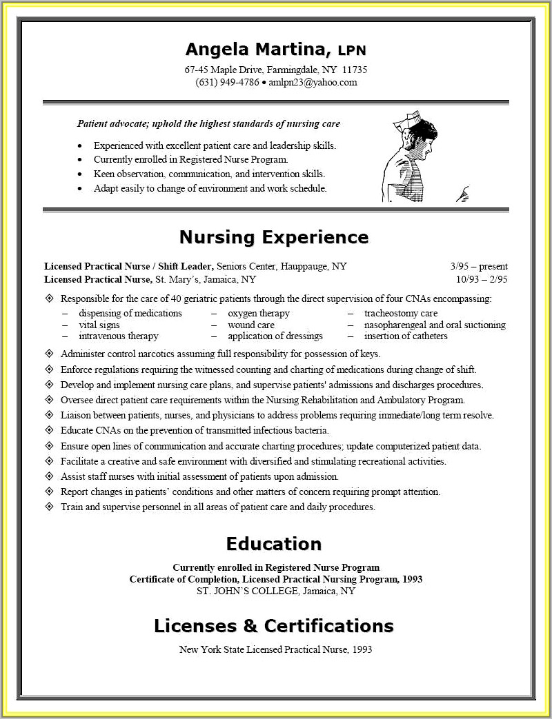 Sample Lpn To Rn Resume