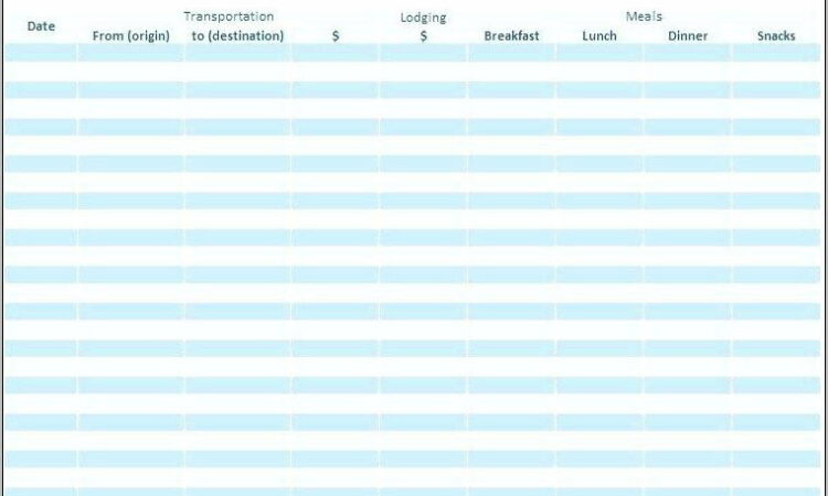 Sample Mileage Log Form