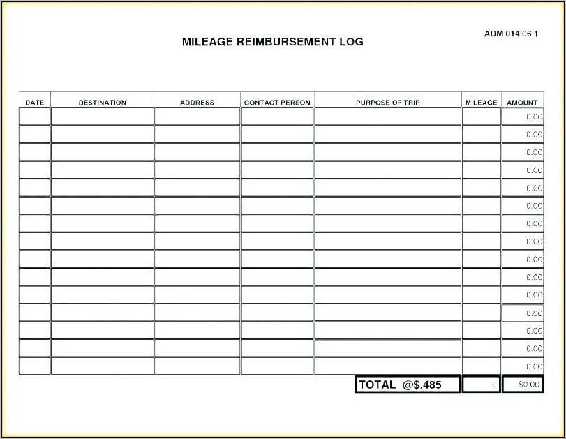 Sample Mileage Log Sheet