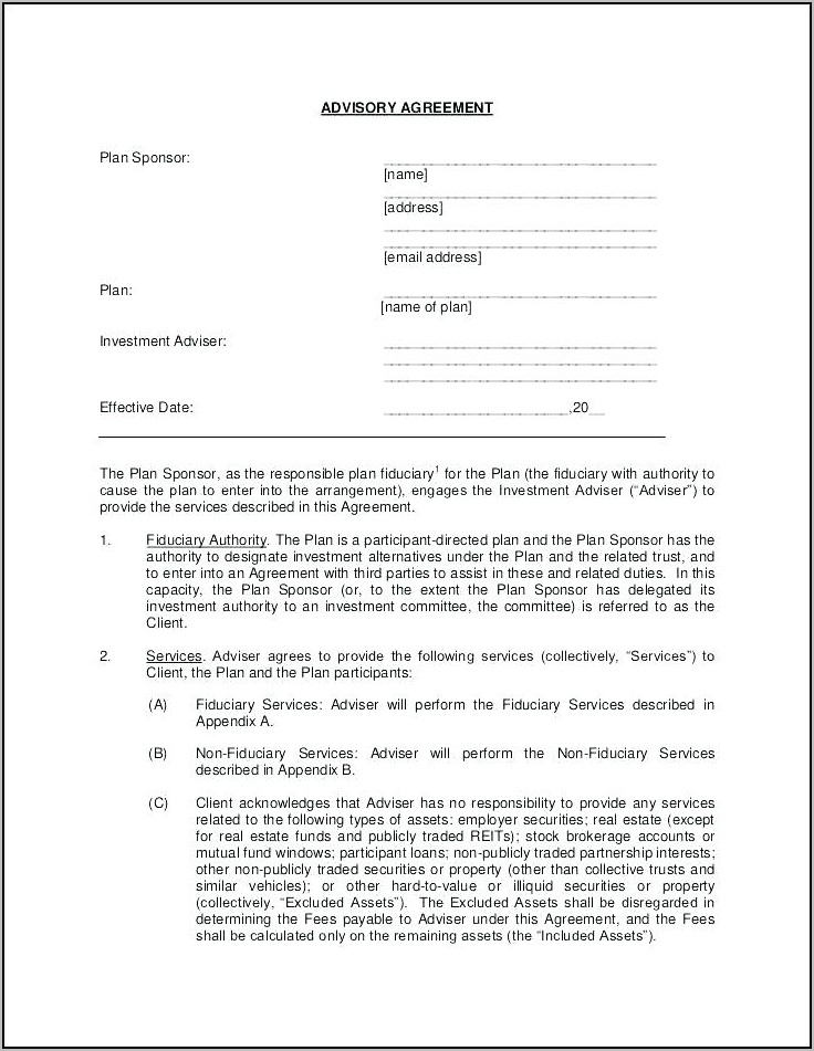 Sample Of Investment Agreement Form