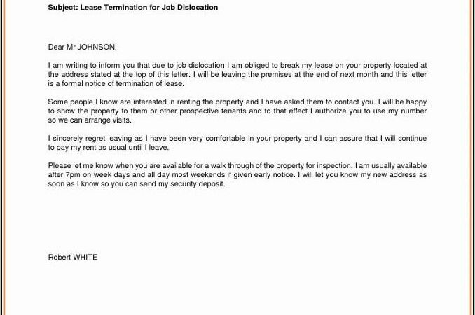 Sample Of Lease Agreement Termination Letter