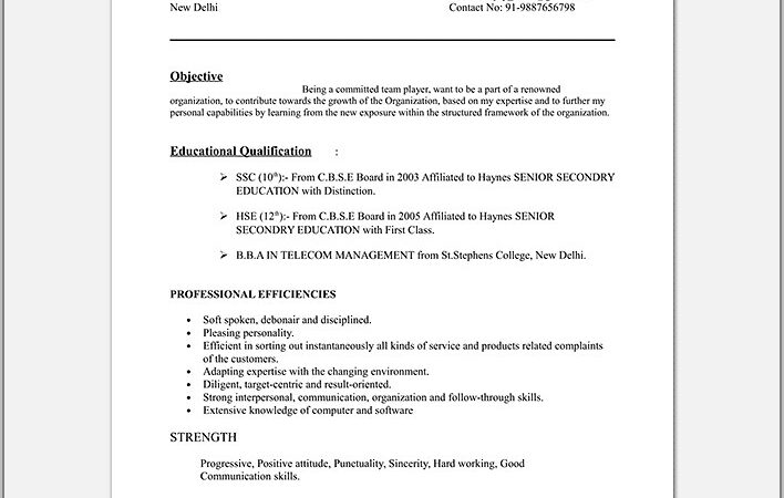 Sample Of Resume For Bpo Jobs