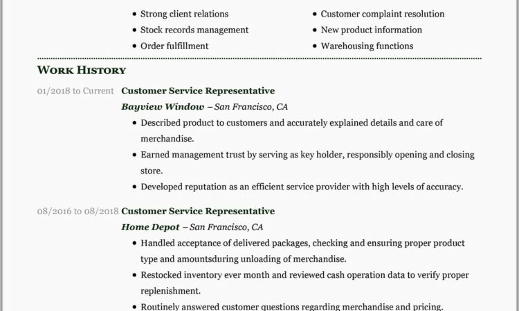 Sample Of Resume For Customer Service Representative