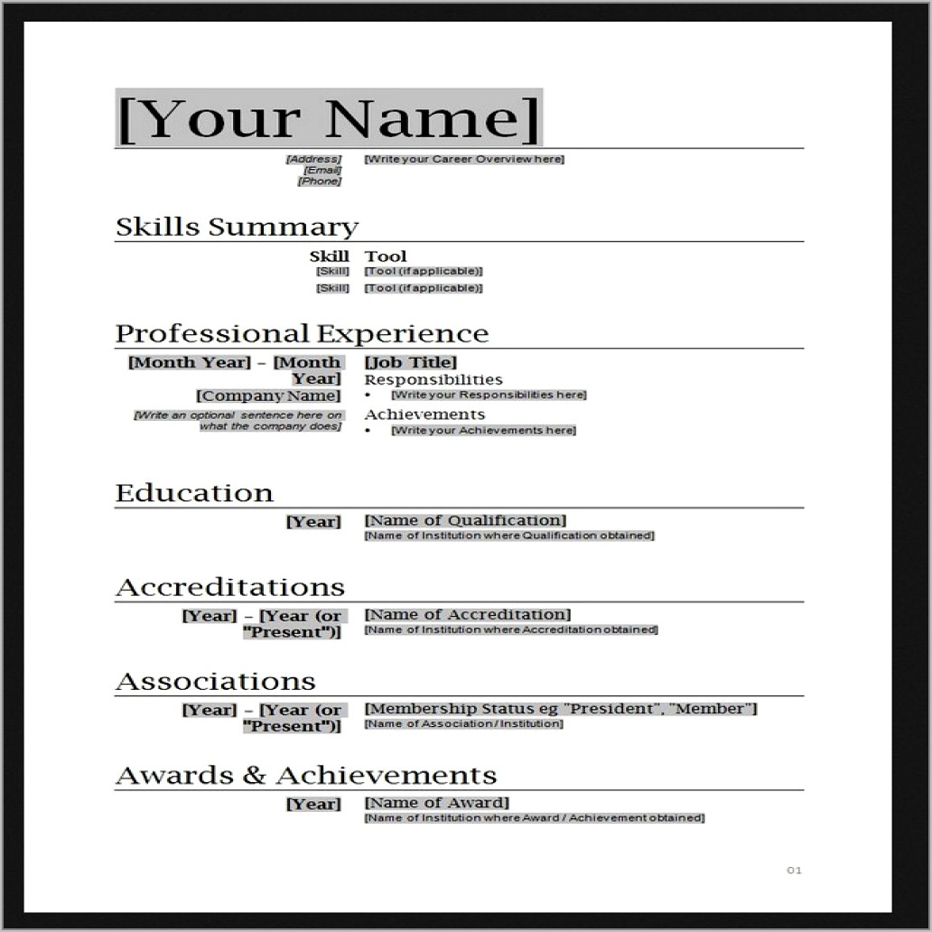 Sample Of Resume Format For Teachers