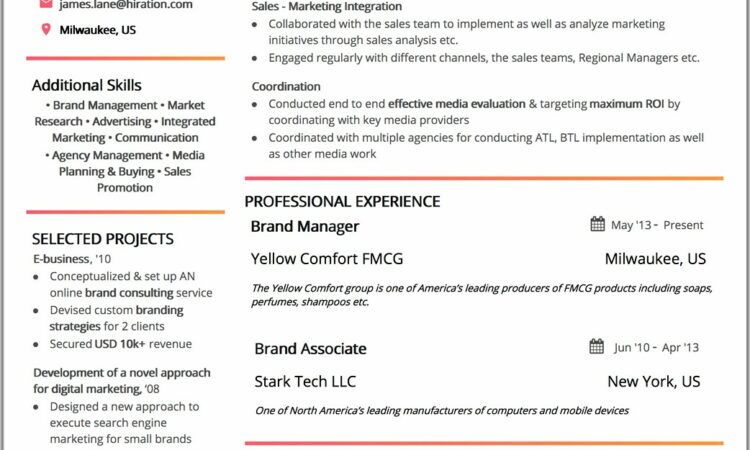 Sample Of Resume Format In Word