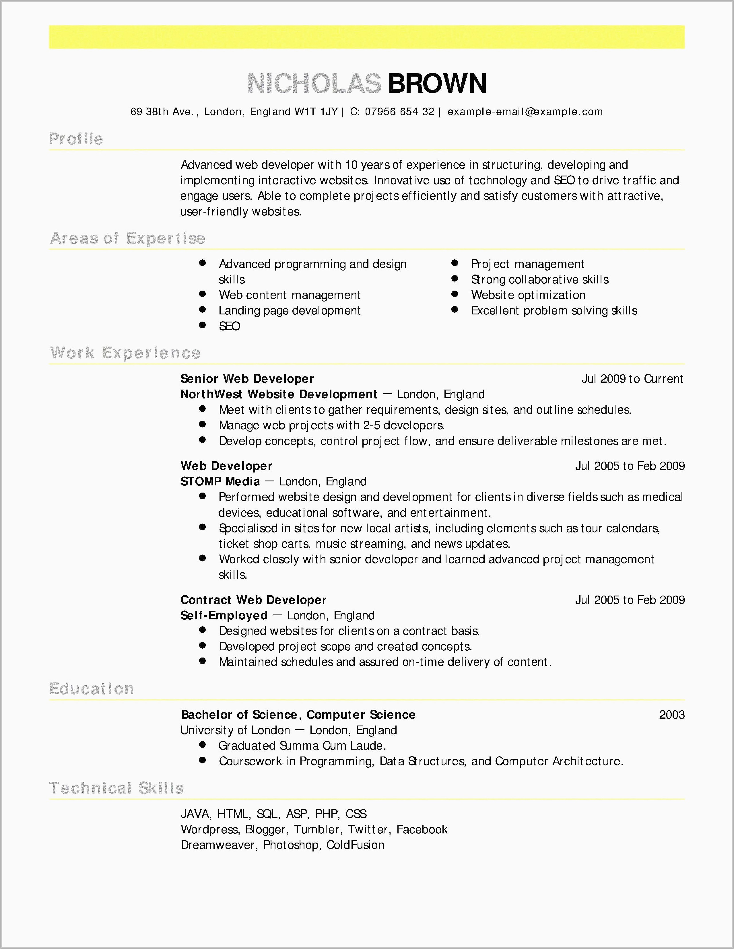 Sample Of Resume Format With Picture