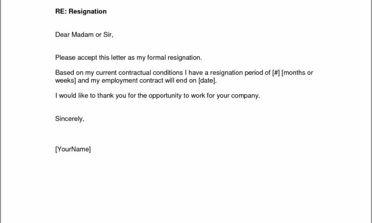 Sample Of Simple Resignation Letter Template