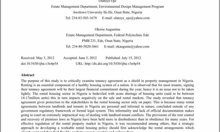 Sample Of Tenancy Agreement Letter In Nigeria