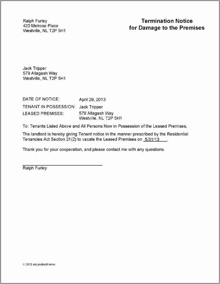 Sample Of Tenancy Agreement Letter