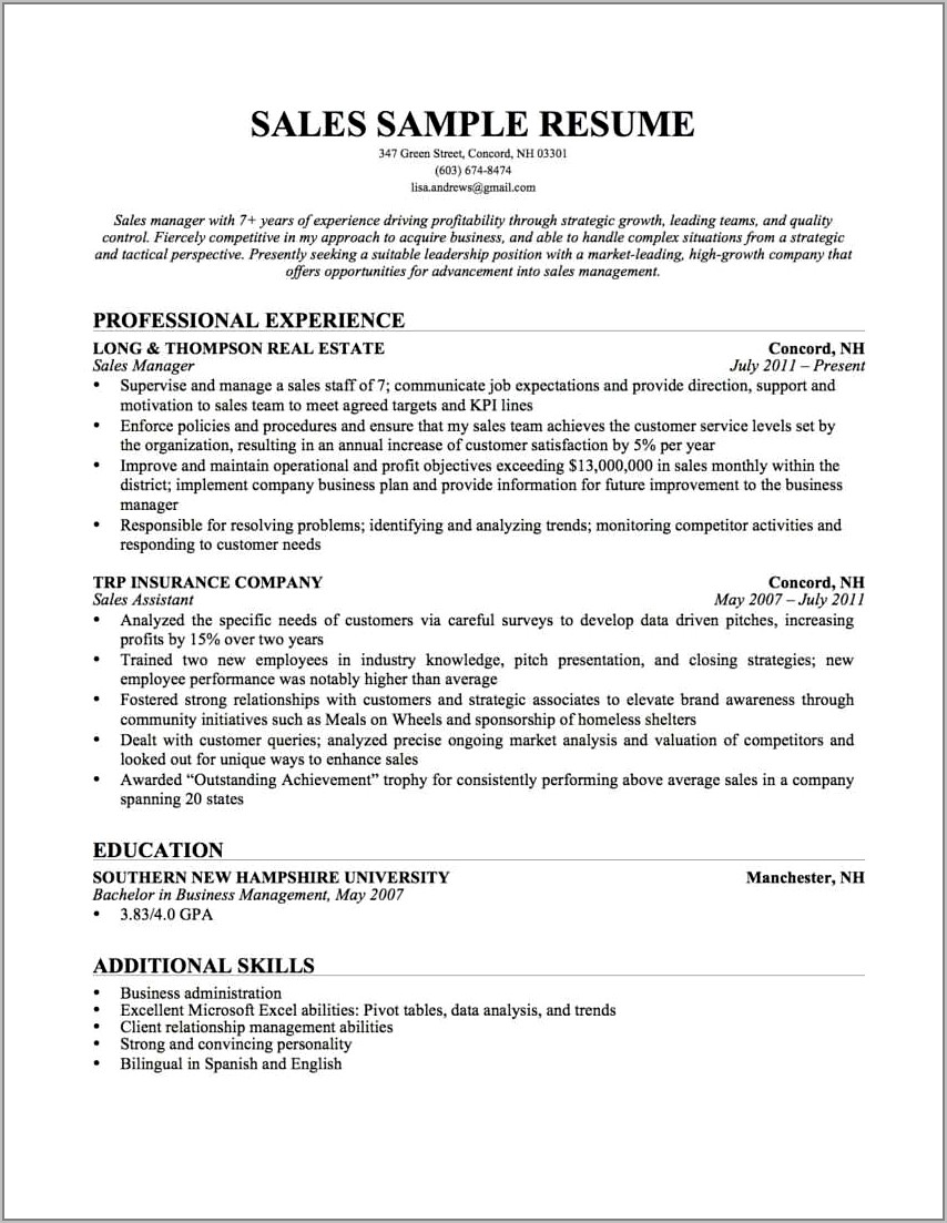 Sample Of Warehouse Resume Objective