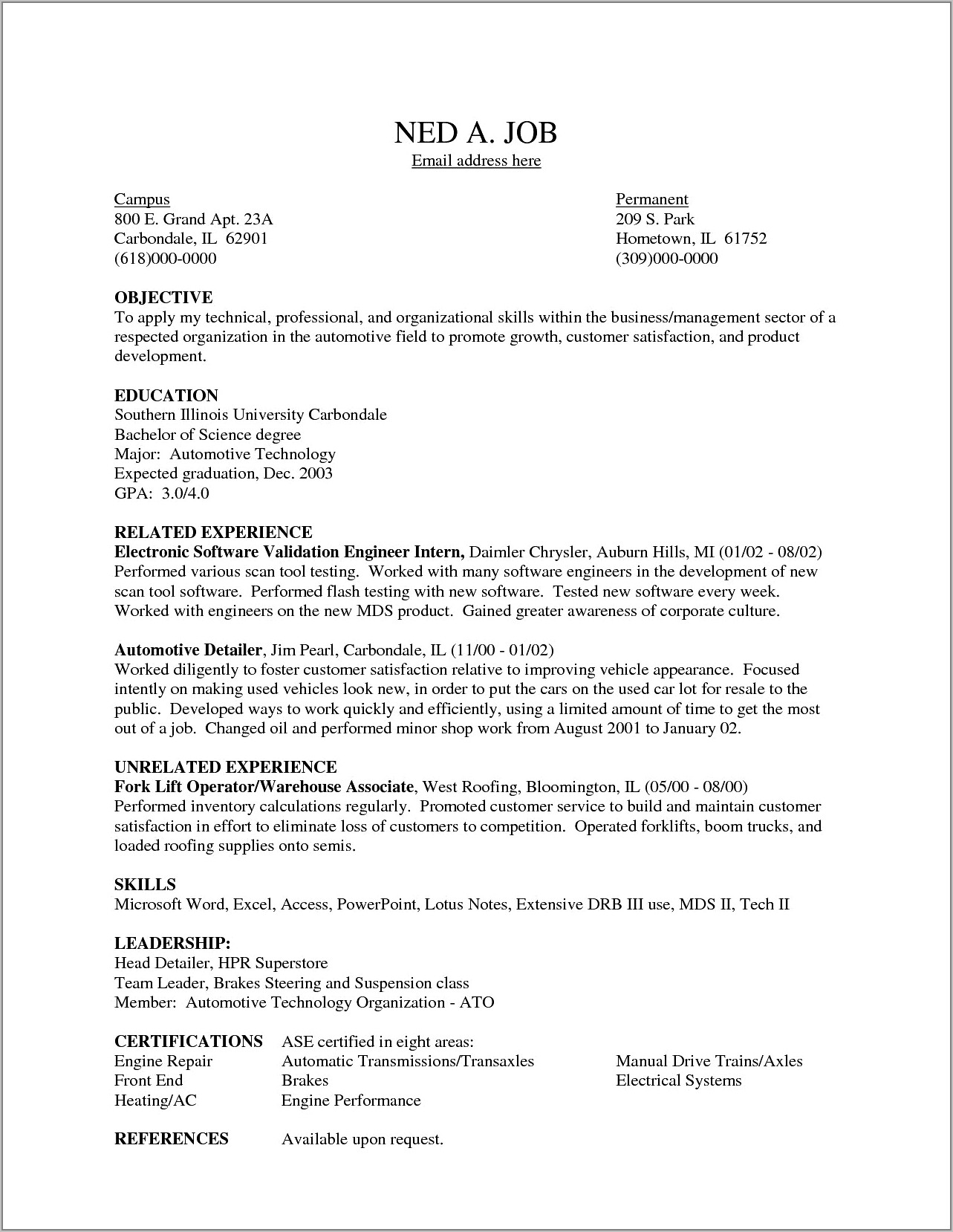 Sample Of Warehouse Resume