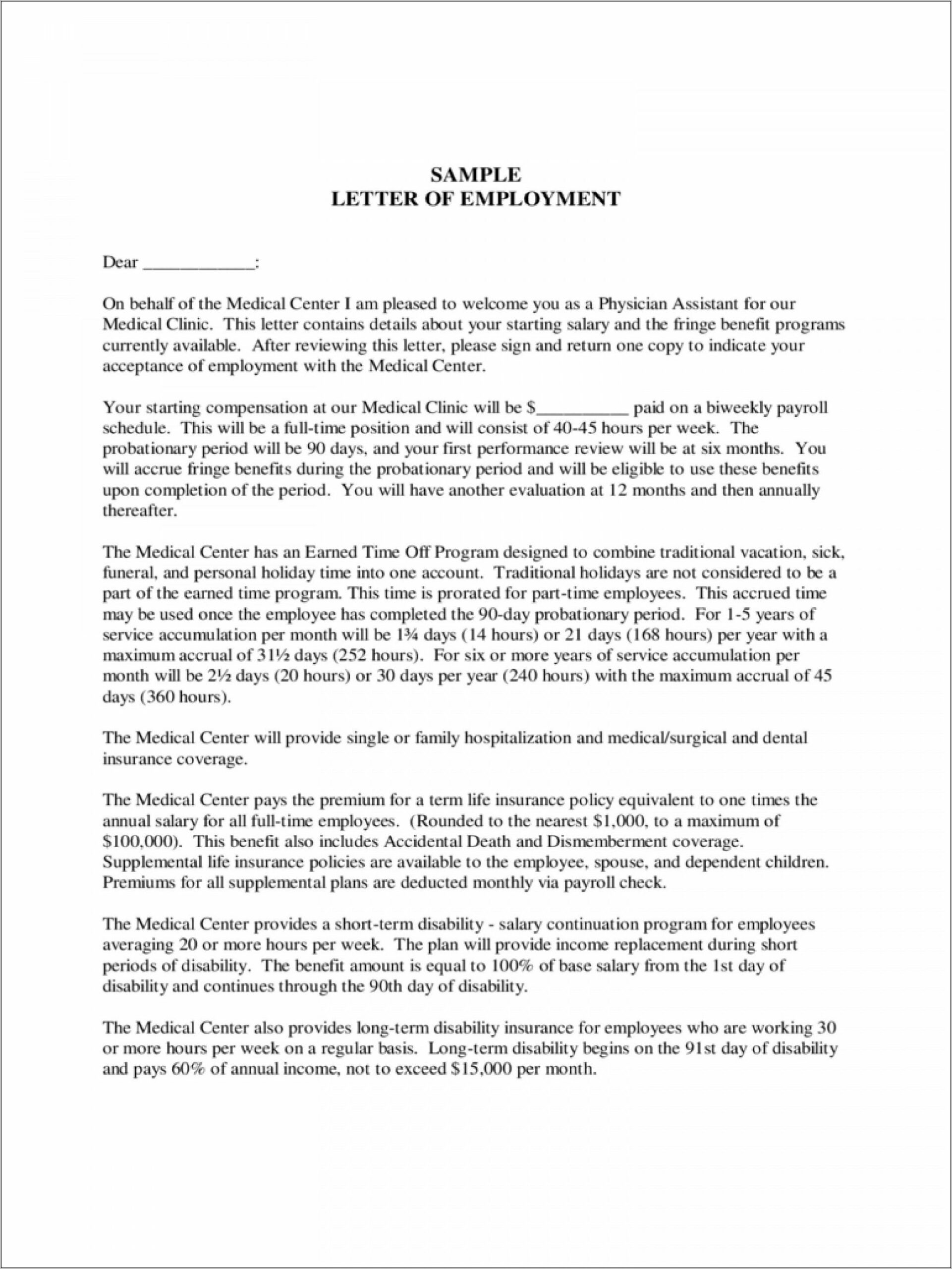 Sample Physician Employment Agreement Contract