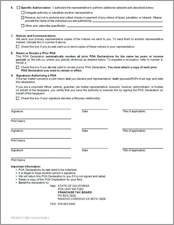 Sample Power Of Attorney Form Maryland