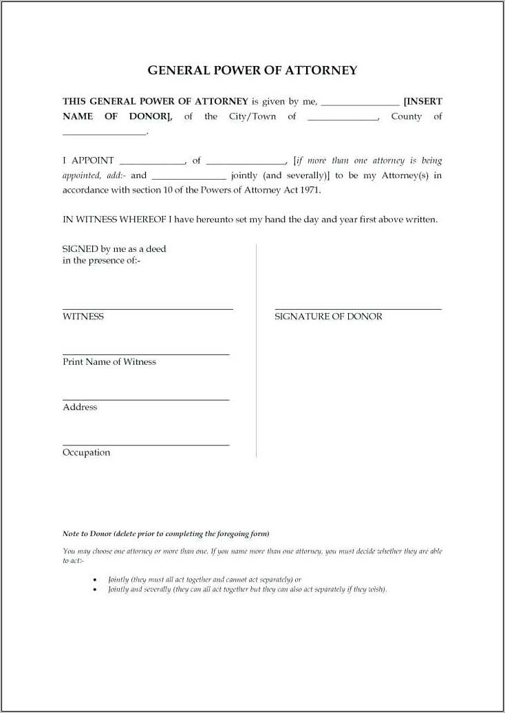 Sample Power Of Attorney Letter For Business