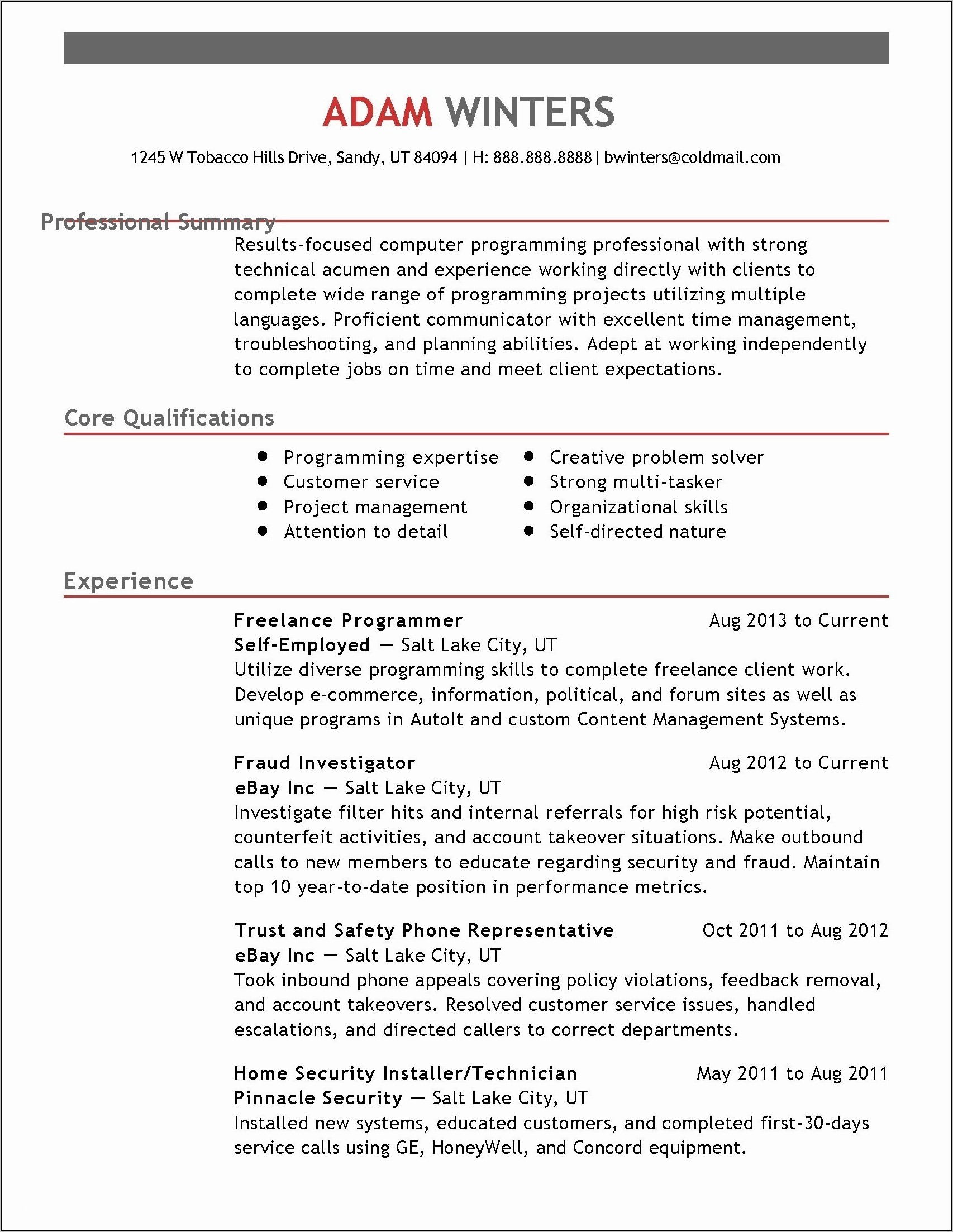 Sample Professional Summary For Customer Service Resume