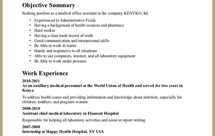 Sample Professional Summary For Medical Assistant Resume