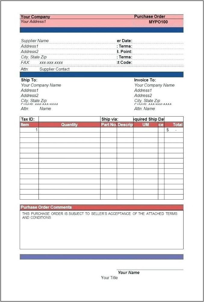 Sample Purchase Order Requisition Form