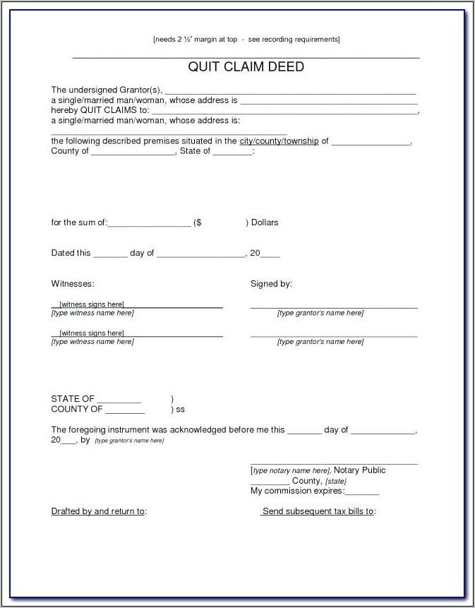 Sample Quit Claim Deed Form Michigan