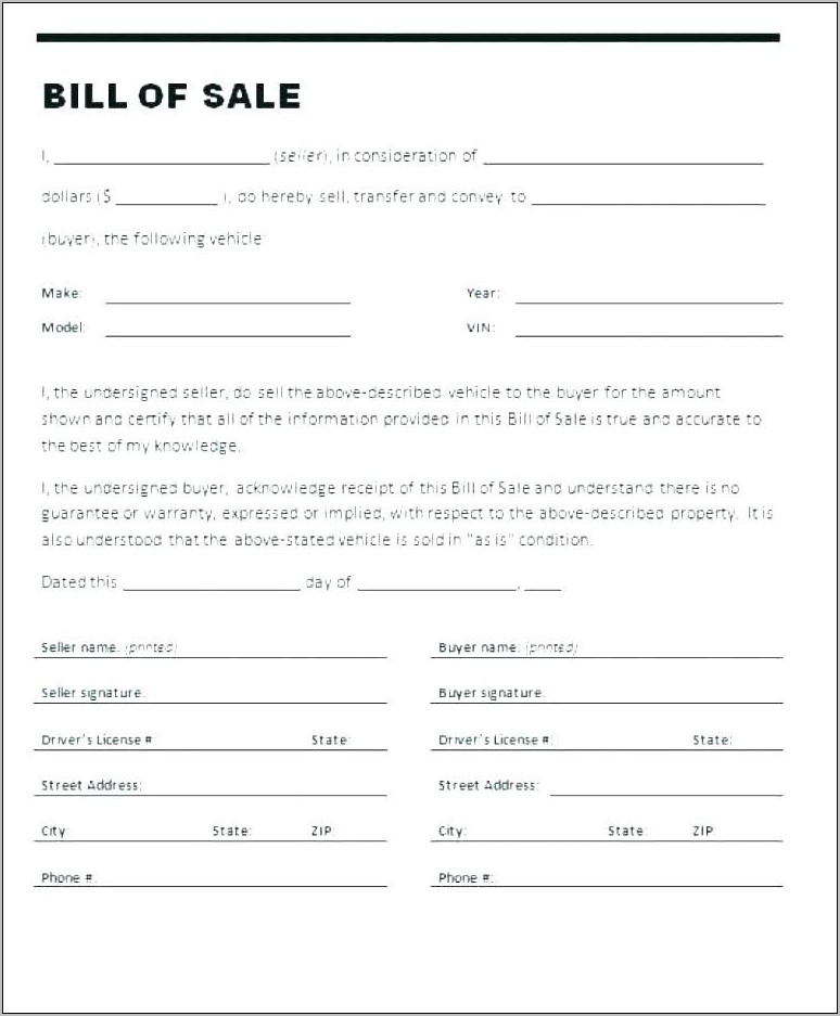 Sample Receipt For Used Car Sale