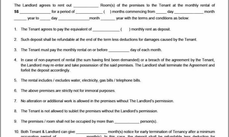 Sample Renewal Tenancy Agreement Singapore