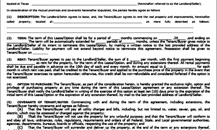 Sample Residential Lease Agreement Texas